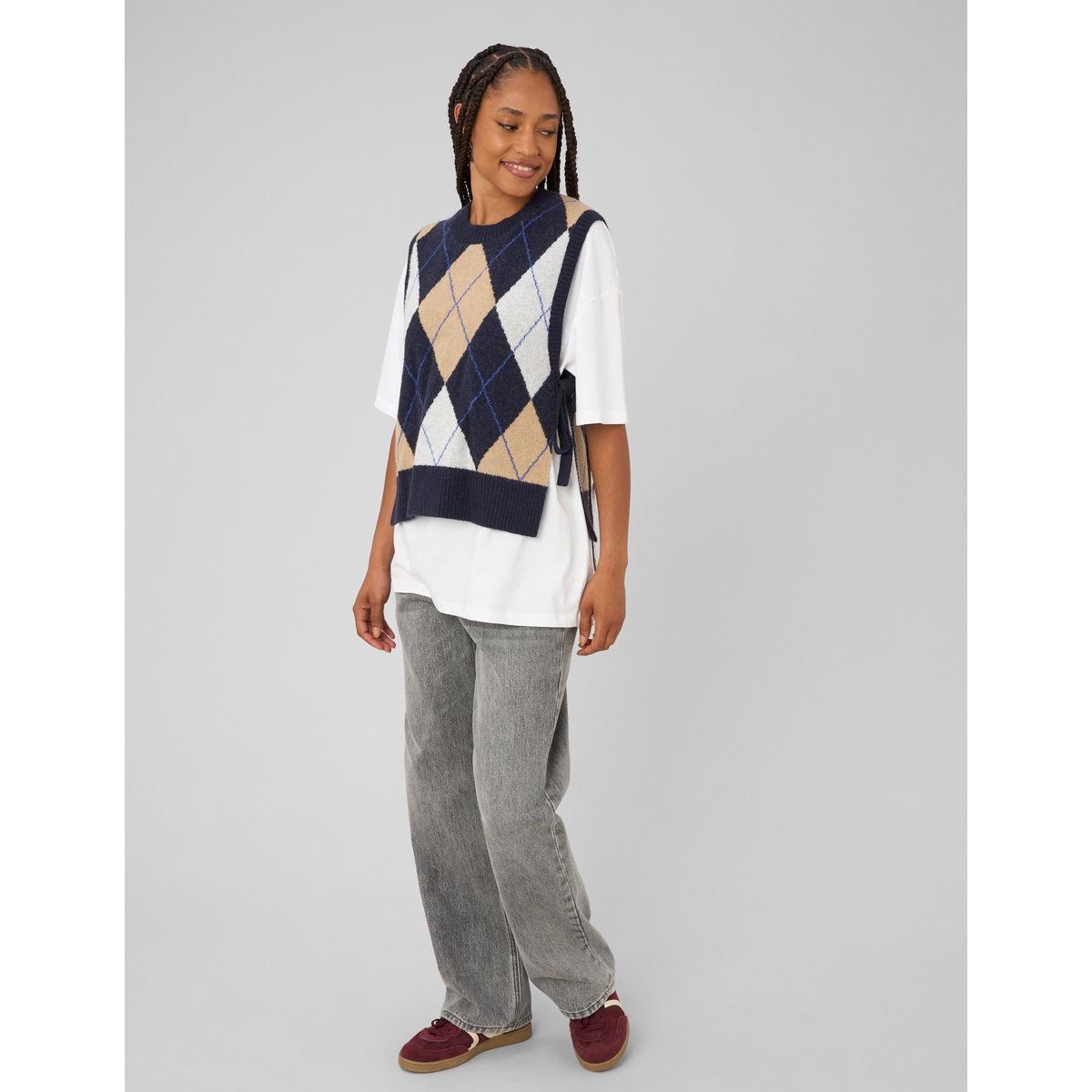 Pull sans manches jacquard multicolore, BZB