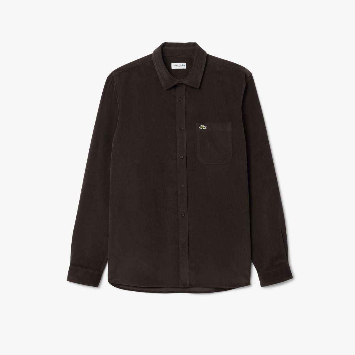 Chemise regular fit velours marron-skb, LACOSTE