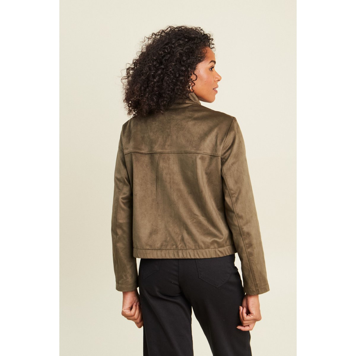 Veste ample col montant doublée vert kaki, BREAL