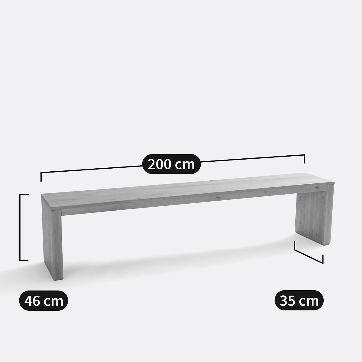 Sitzbank aus massiver Eiche, Länge 200 cm, VOVA eiche, LA REDOUTE INTERIEURS