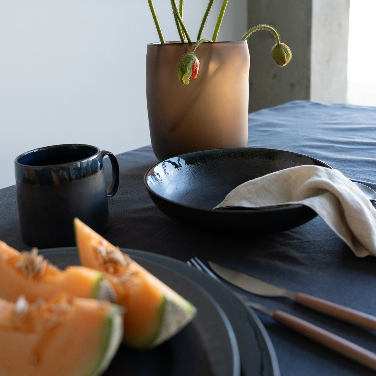 Lot de 4 assiettes creuses, KASSANDRA noir, KARE DESIGN