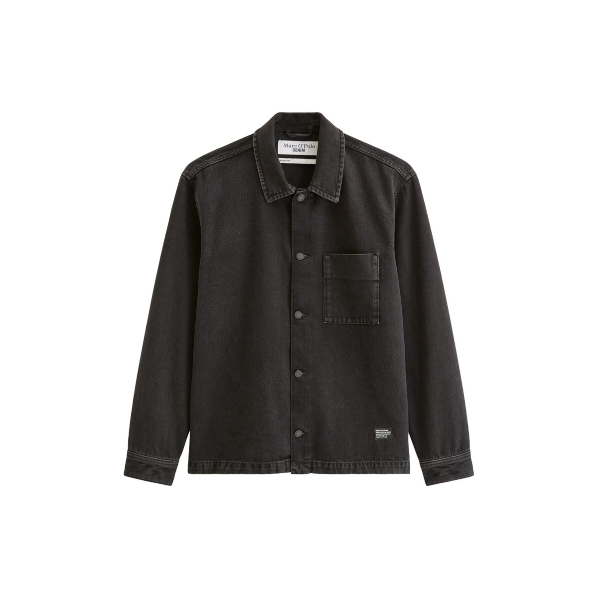 Surchemise en denim, coupe classique en pur coton biologique noir, MARC O’POLO DENIM