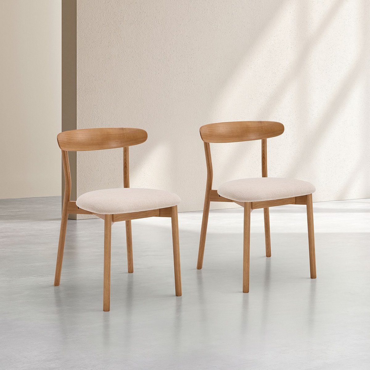 Chaise tissu HAYDEN crème, HABITAT