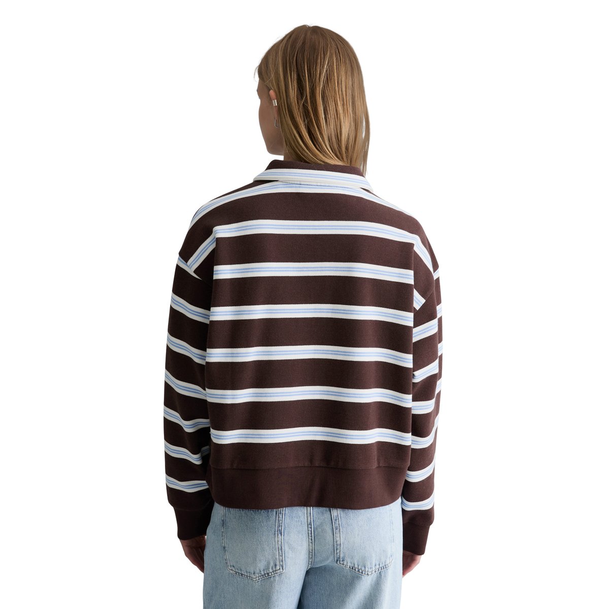 Sweat-shirt polo relaxed en coton bio brun foncé, MARC O’POLO DENIM