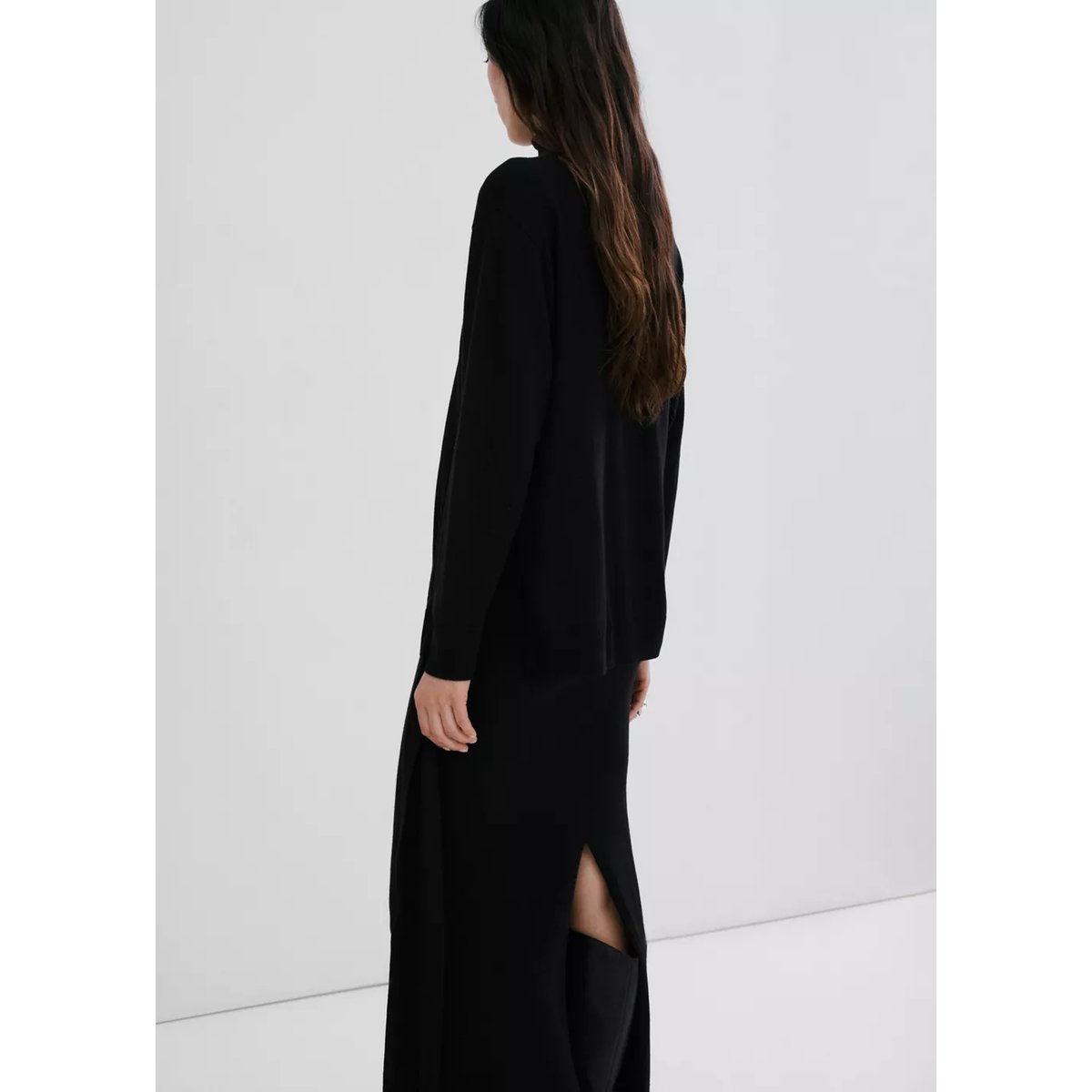 Pull-over maille col montant noir, MANGO
