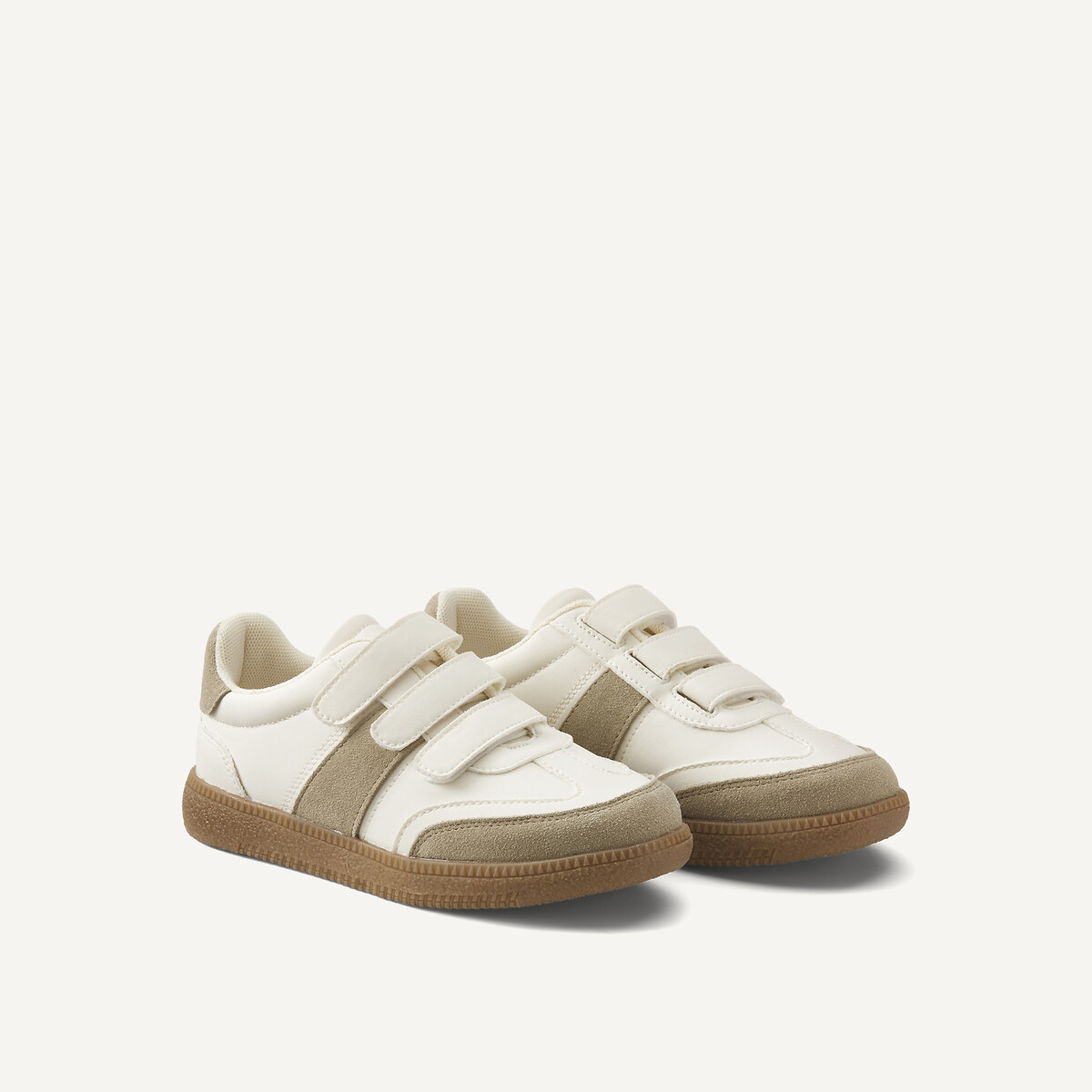 Sapatilhas com barras autoaderentes branco, LA REDOUTE COLLECTIONS