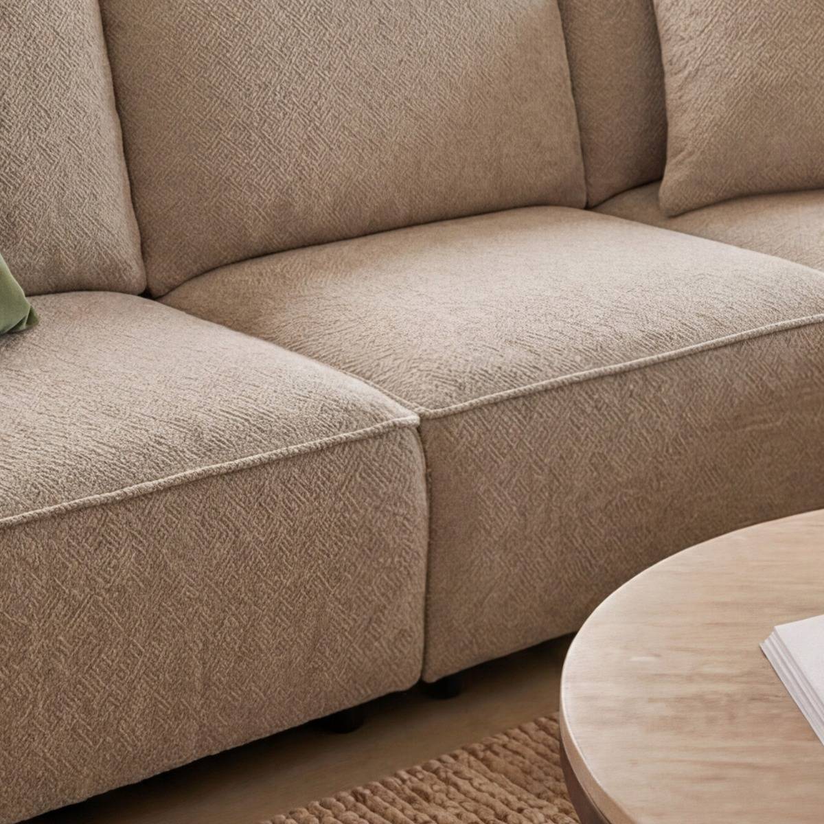 Canapé angle en tissu beige, MADE IN MEUBLES