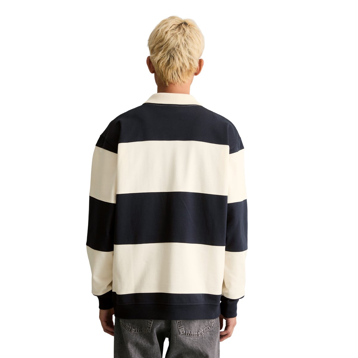 Sweat-shirt polo coupe décontractée avec des rayures Cut & Sew bleu, MARC O’POLO DENIM
