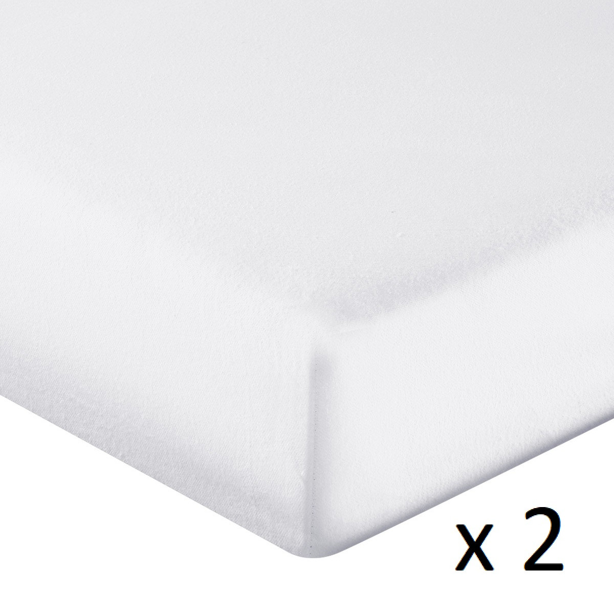 Lot de 2 protège-matelas imperméables coton bonnet 30 cm PROTECT blanc, SENSEI MAISON