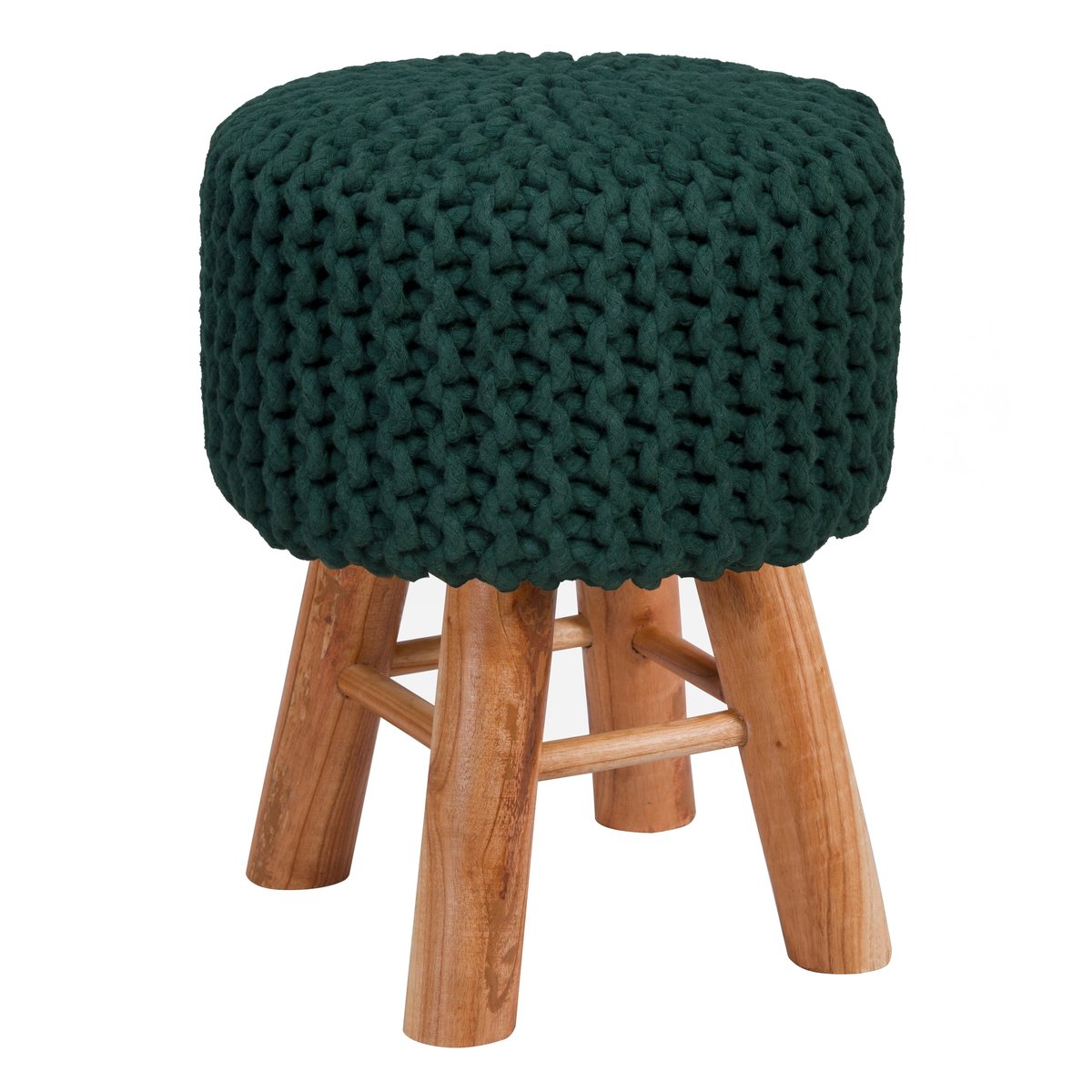 Petit tabouret tricot - LISA vert sapin, MAISON PAVANE
