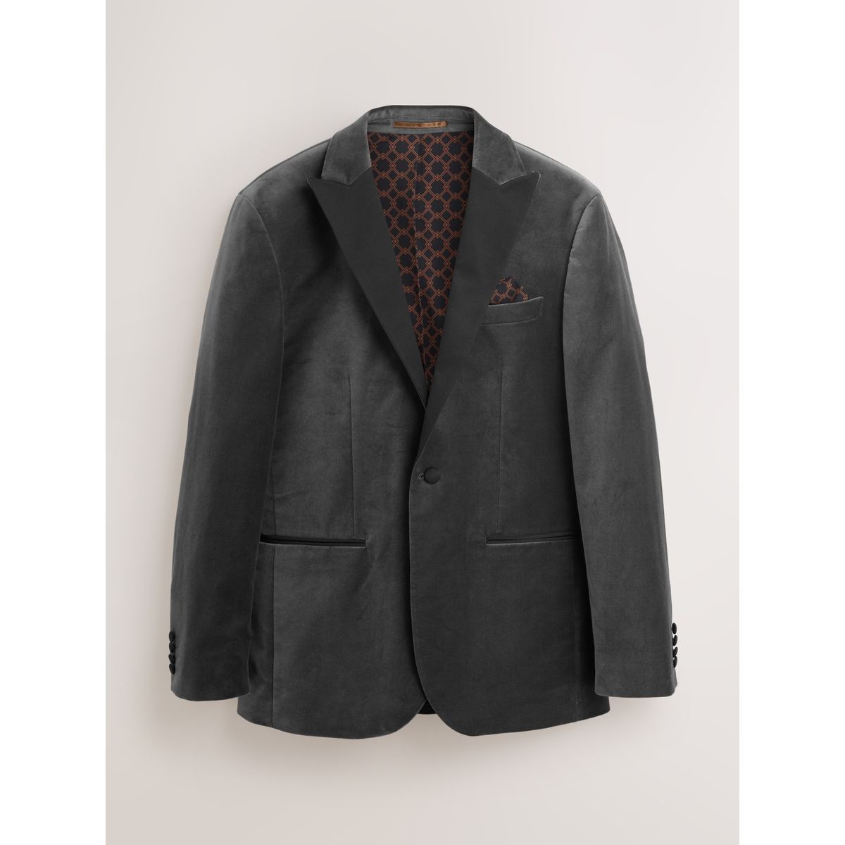 Blazer moulant en velours et motionflex gris, NEXT