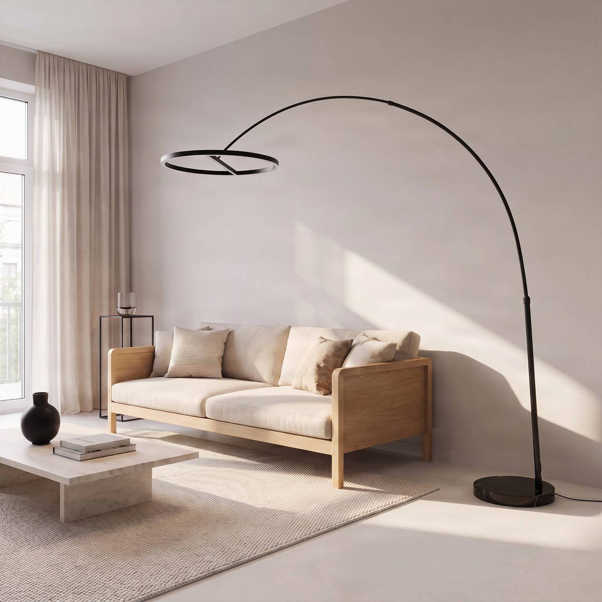 Lampadaire en aluminium moderneLED, Virvera noir, LUCANDE