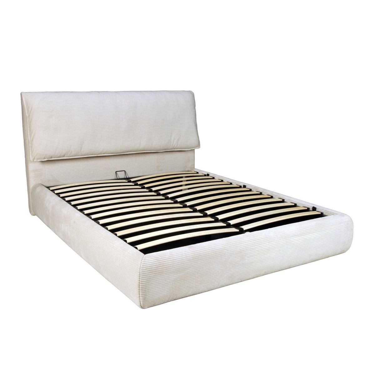 Lit coffre velours côtelé beige, TERRE DE NUIT