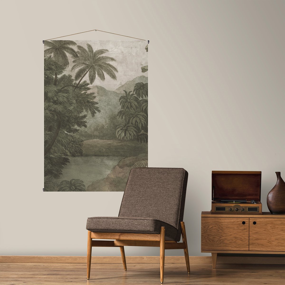 Kakemono tissu Jungle sauvage vert, ART FOR THE HOME