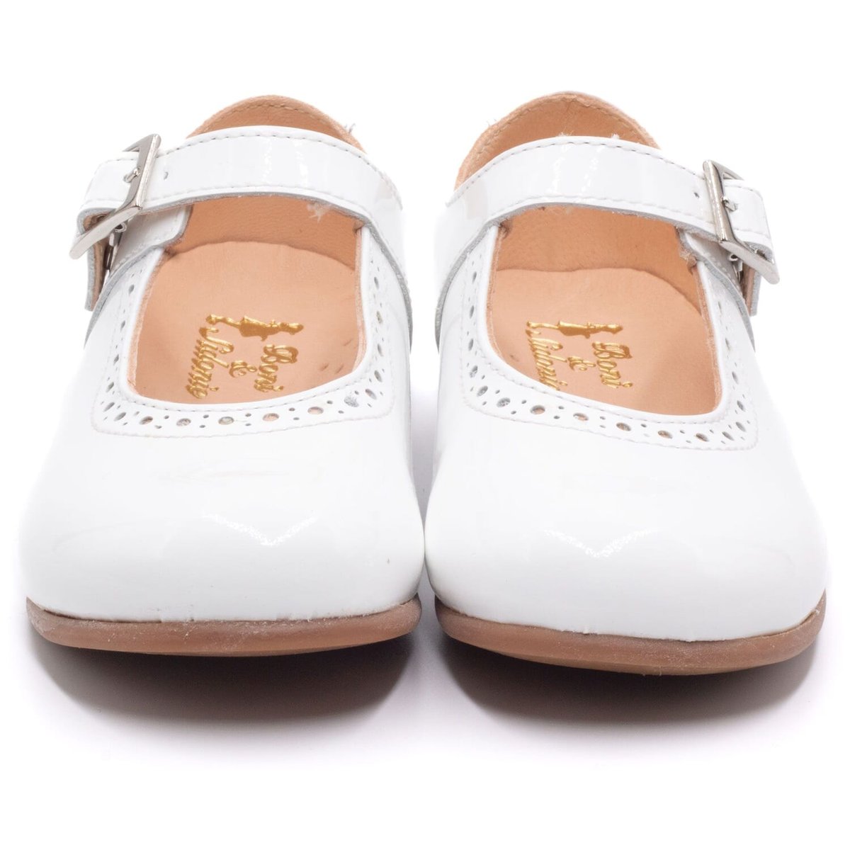 Chaussures cérémonie bébé fille en cuir, à boucle - BONI MINI-ANAIS blanche, BONI&SIDONIE