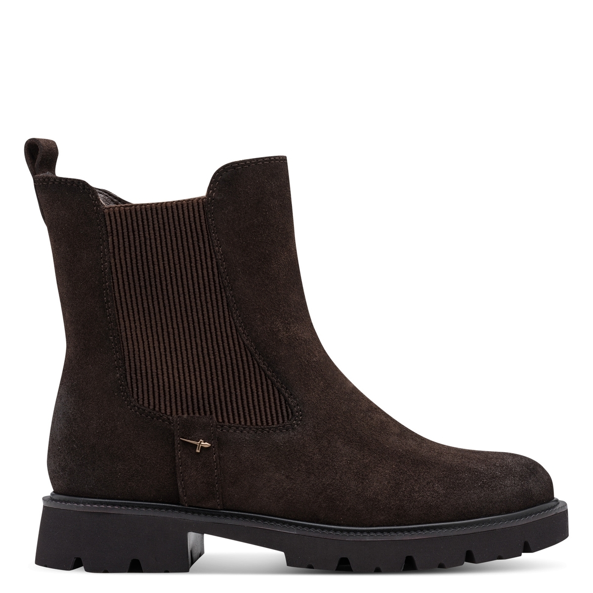 Bottine Chelsea en cuir marron antilope combiné, TAMARIS