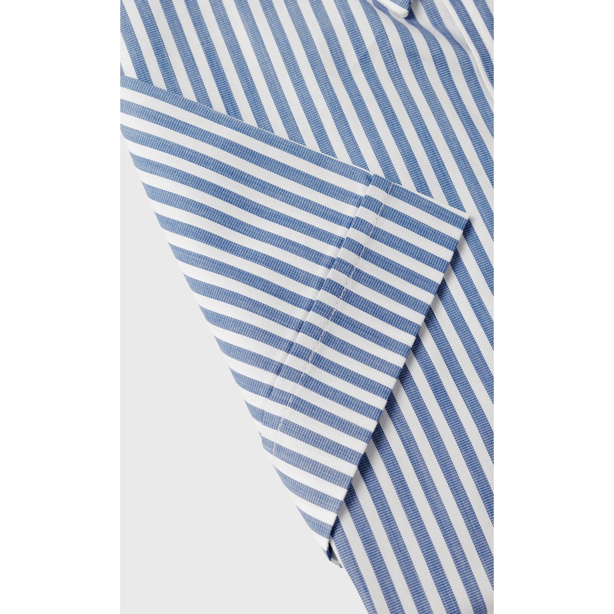 Chemise Confort fit manches courtes à rayures en voile de coton bleu marine, ACROSS