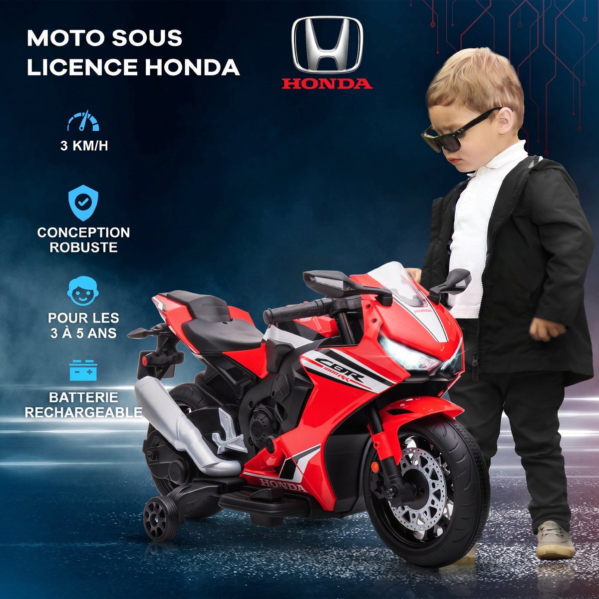 Moto électrique à conducteur assis PP Rouge rouge, HOMCOM