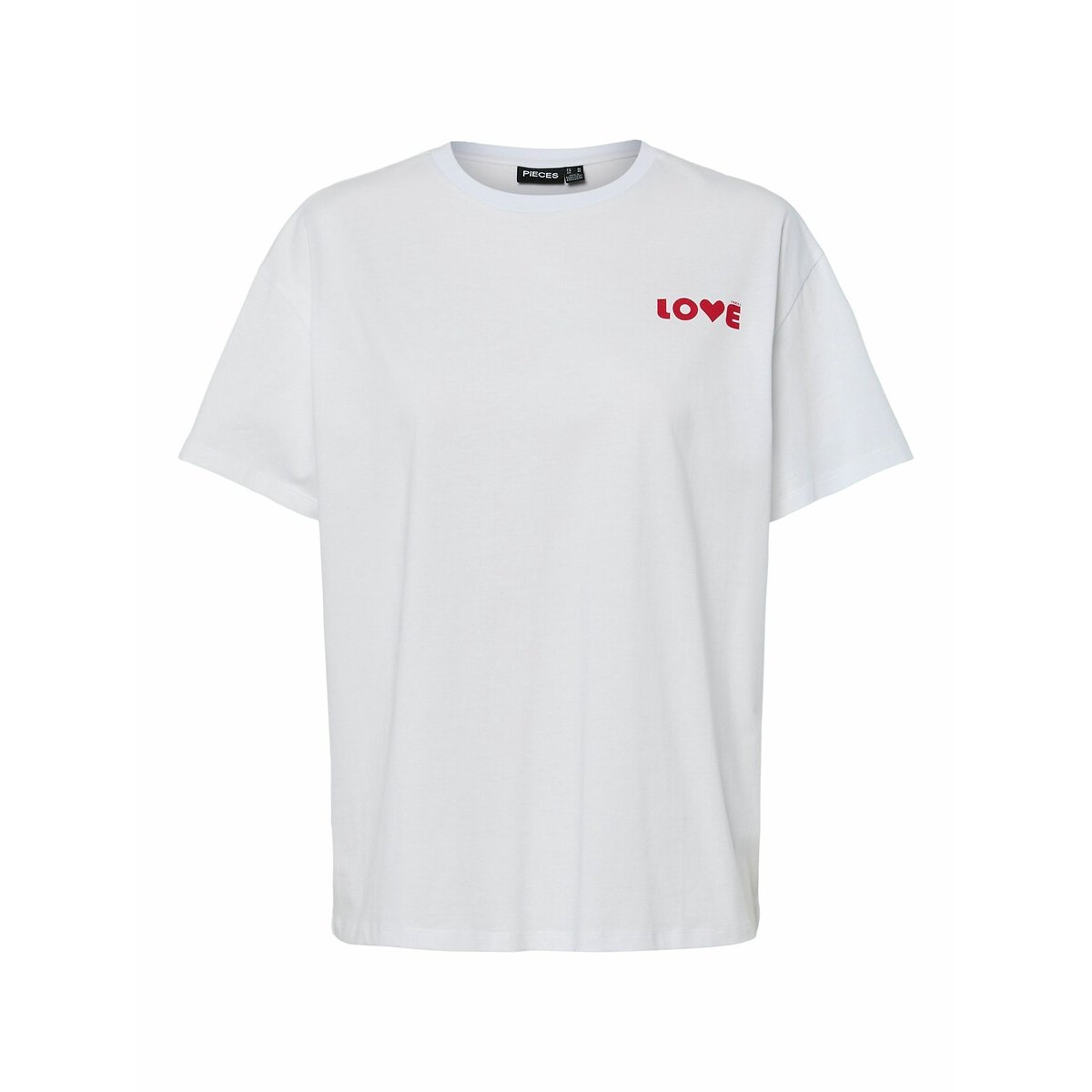 T-Shirt mit Pailletten-Motiv weiss, PIECES