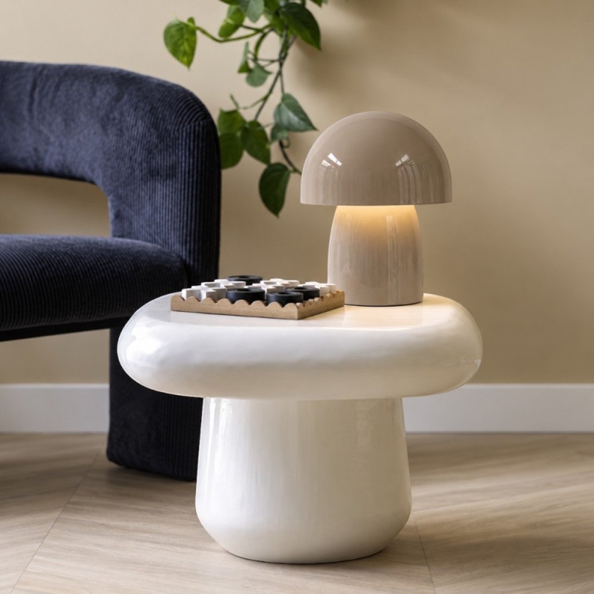 Lampe à poser champignon métal émaillé gris chaud Sita gris, MILLUMINE