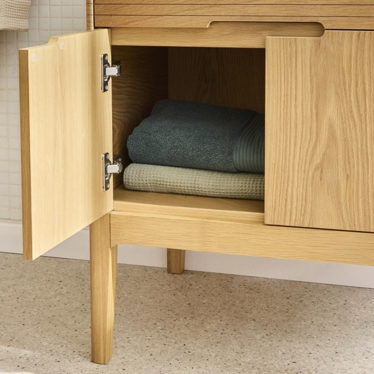 Ensemble meuble simple vasque 60cm + vasque + robinet + miroir ALASKA chêne - mdf - mat, MOB IN