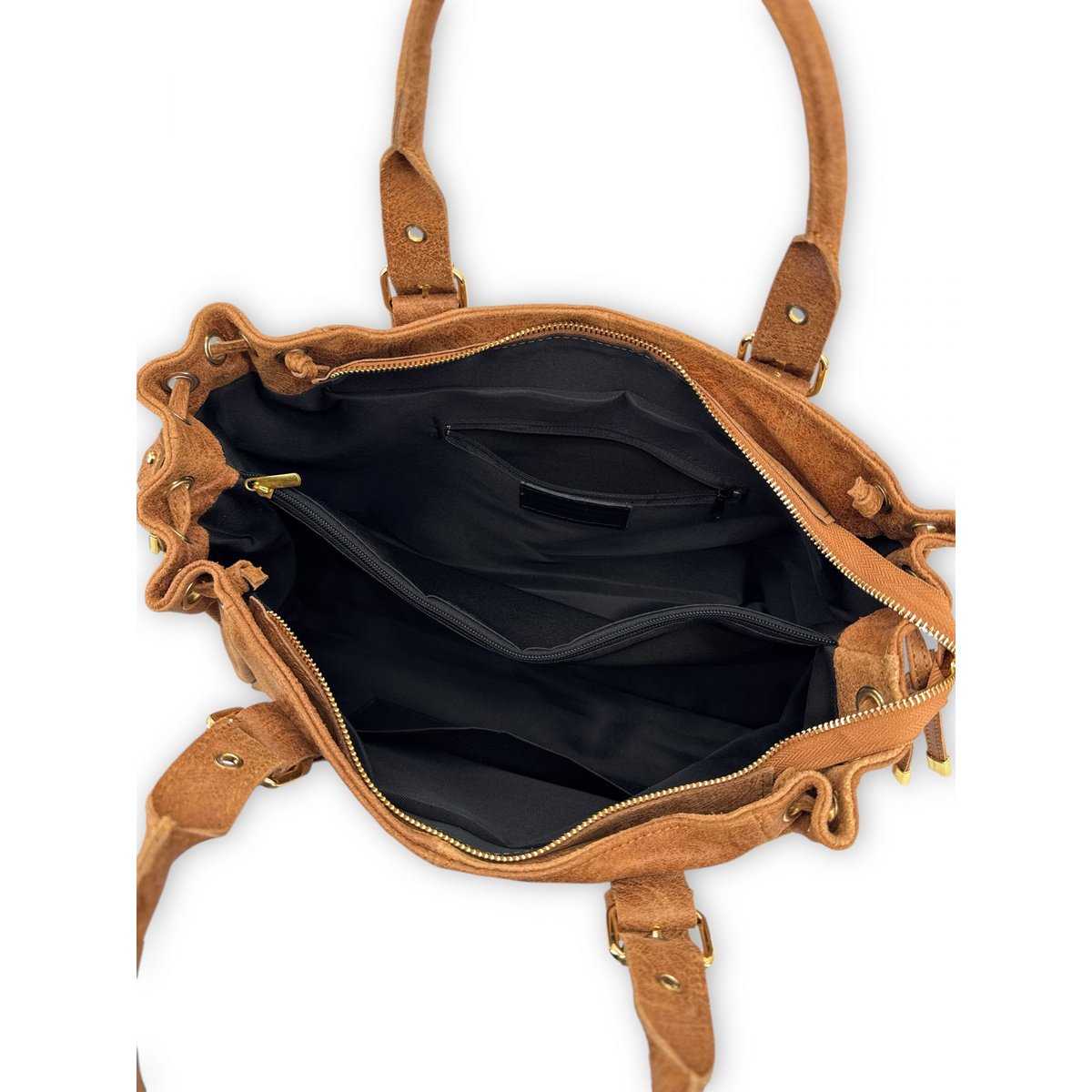 Sac bowling en cuir brossé PRINCESSE BROSSEE XL camel, OH MY BAG