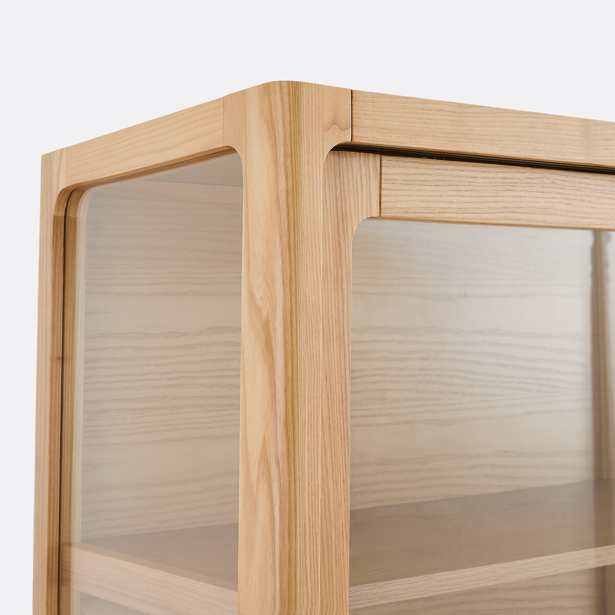 Vitrine en frêne massif et placage chêne, 4 portes, hauteur 180 cm, Tress coloris chêne, LA REDOUTE INTERIEURS