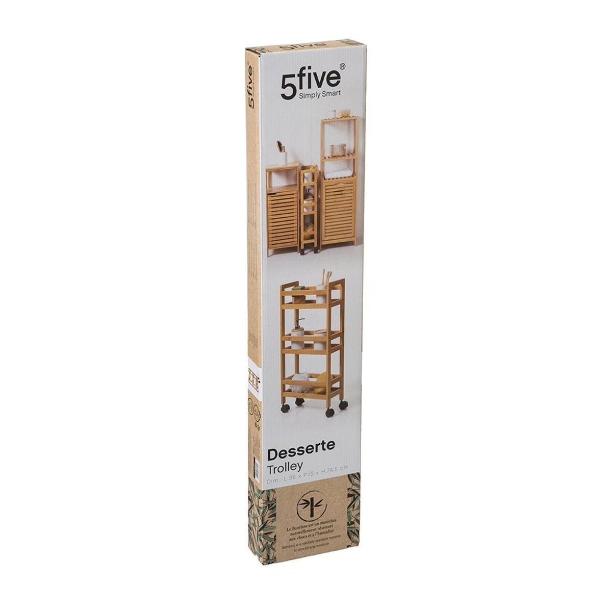 Desserte fine 3 niveaux bambou beige, ATMOSPHERA