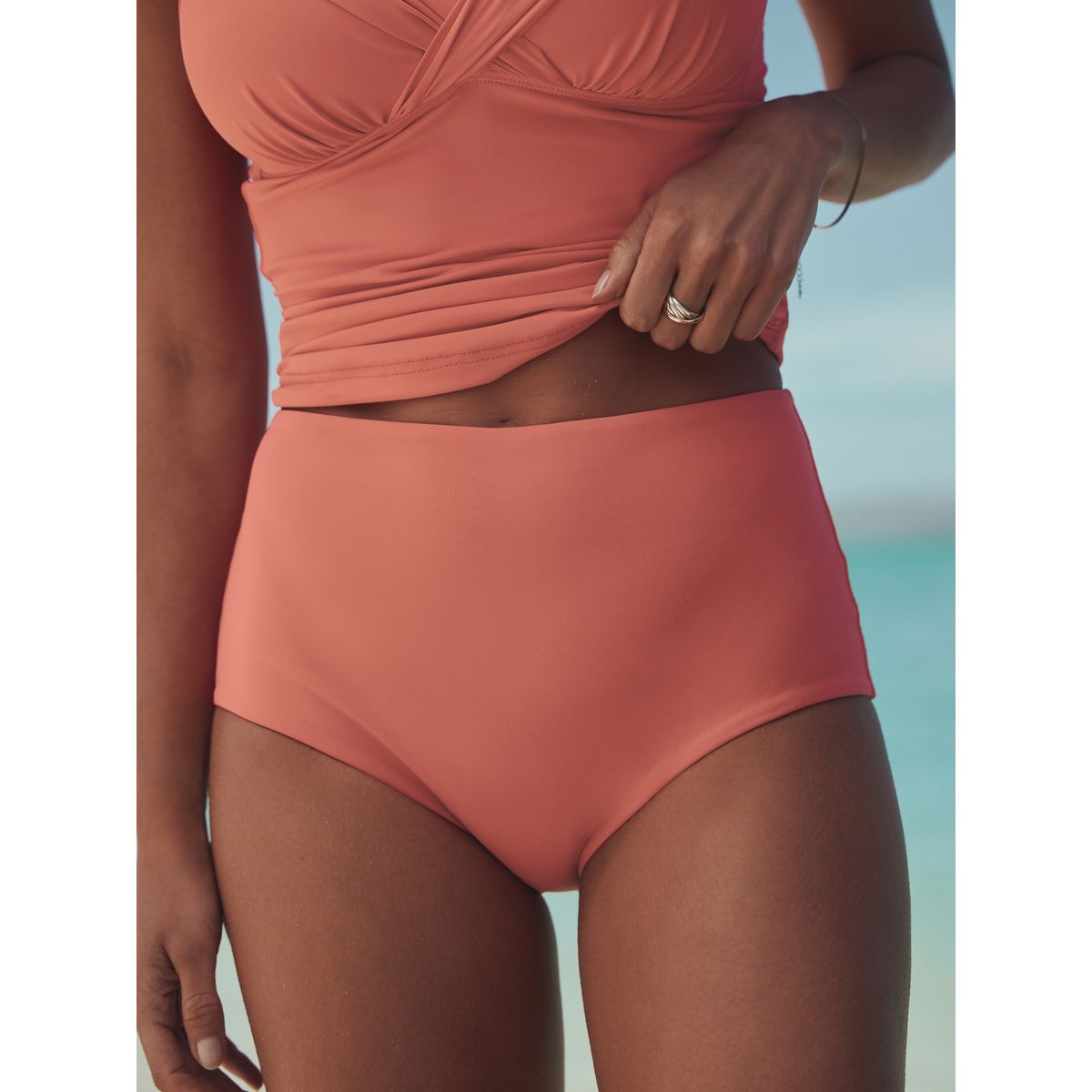 Bas de bikini échancré rose corail, NEXT