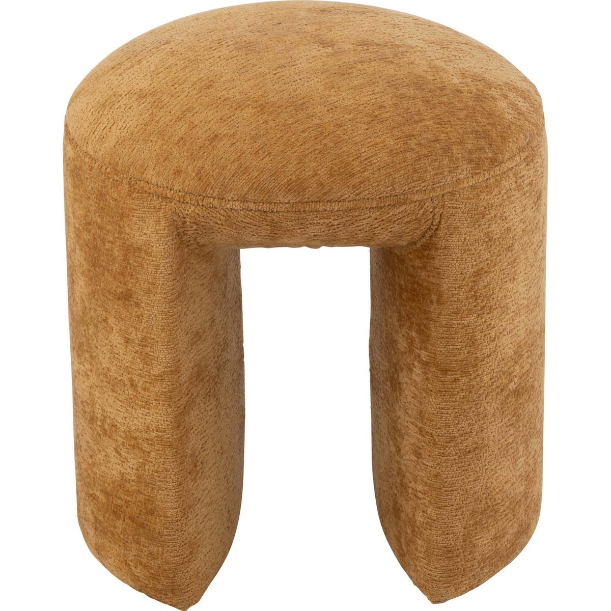Tabouret rond en tissu ocre jaune chaleureux, RECOLLECTION