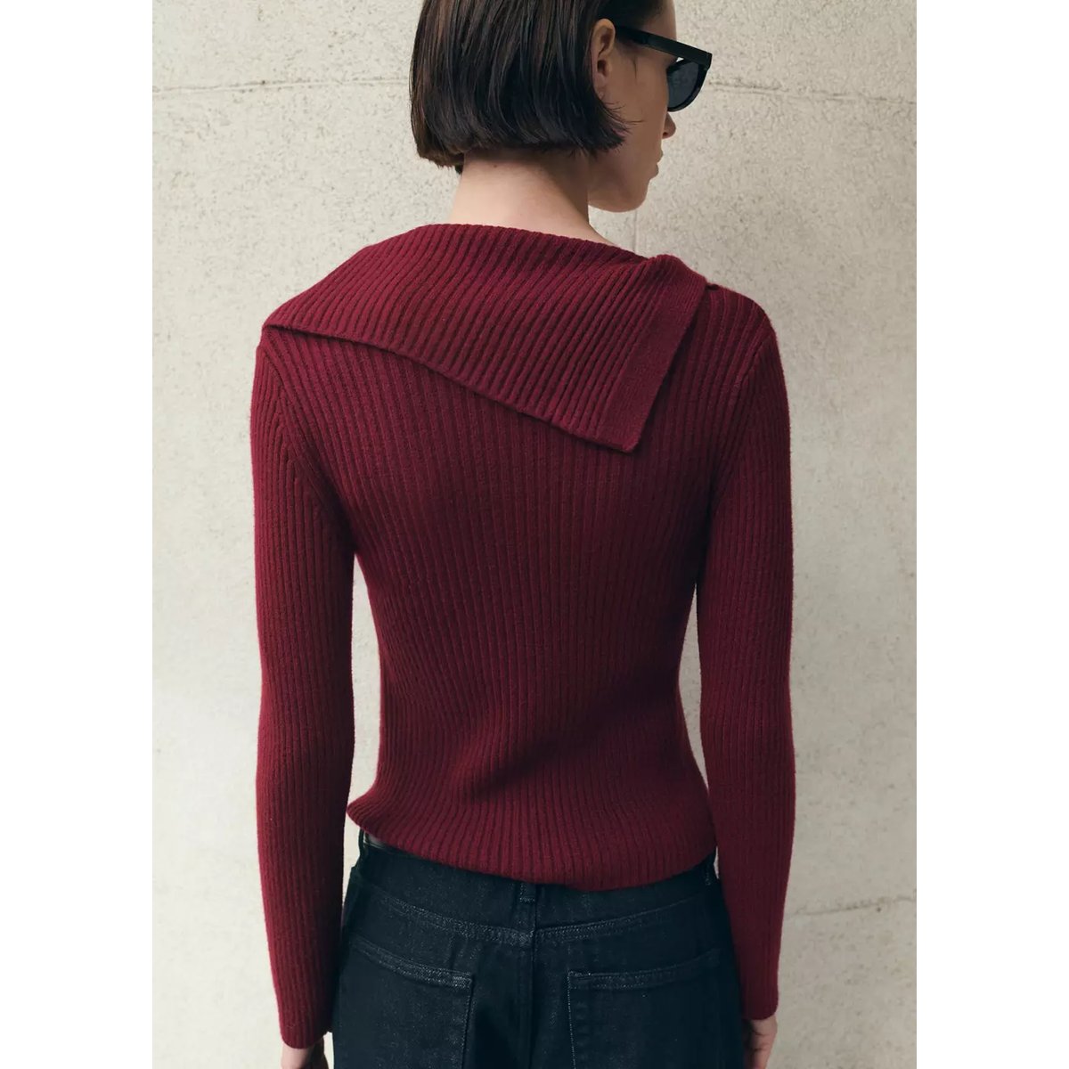 Cardigan en maille à revers rouge, MANGO