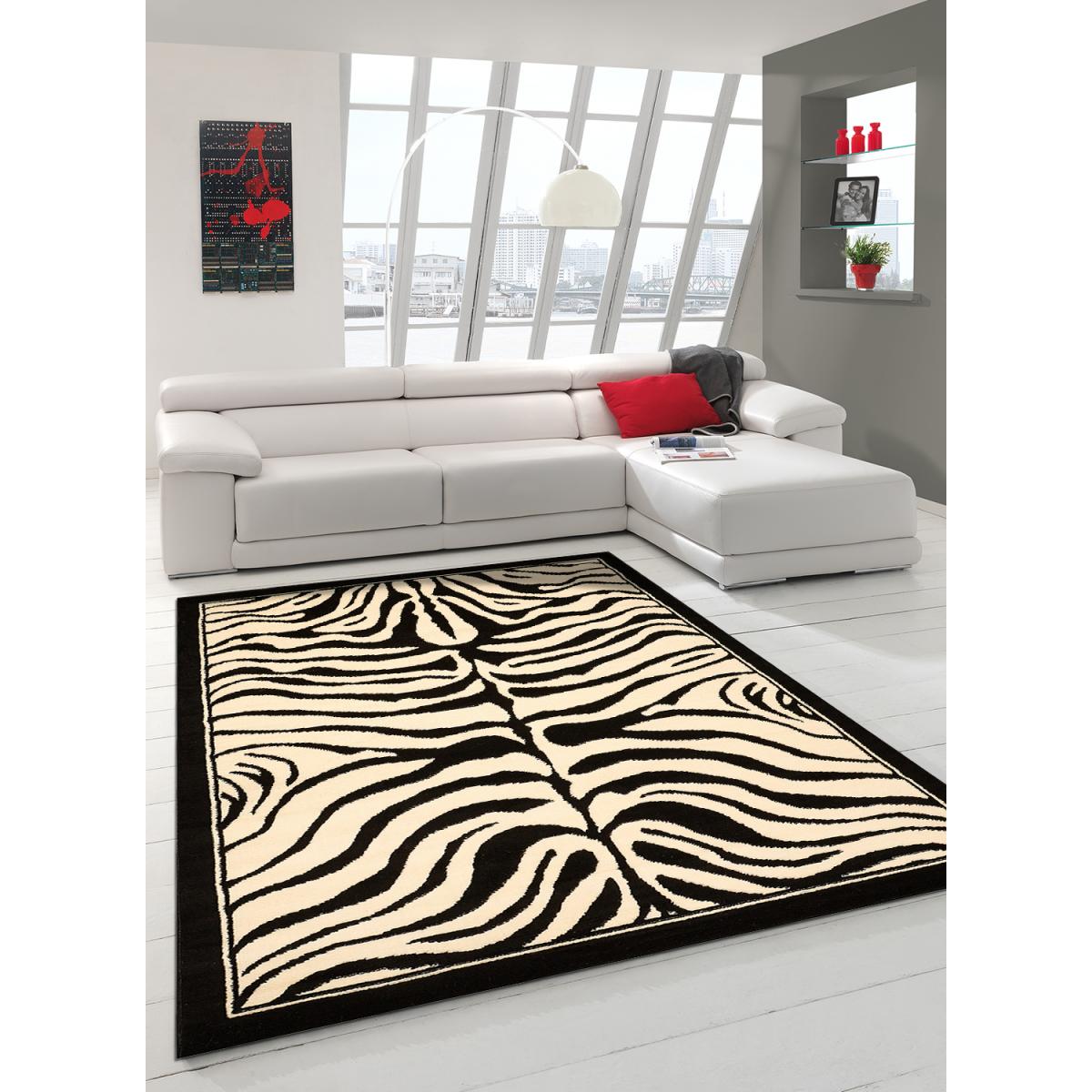 Tapis salon et chambre tissé motif animaux LYN1 ZEBRO noir, UN AMOUR DE TAPIS