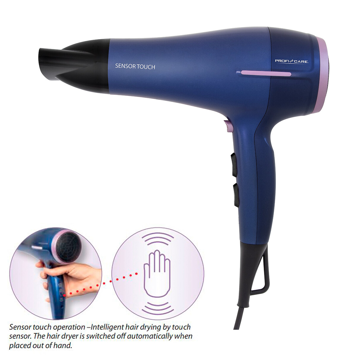 Secador de cabelo profissional sensor toque, da proficare verde-acinzentado, PROFICARE