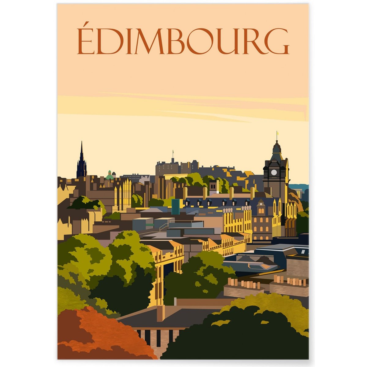 Affiche ville Édimbourg blanc, L'AFFICHERIE