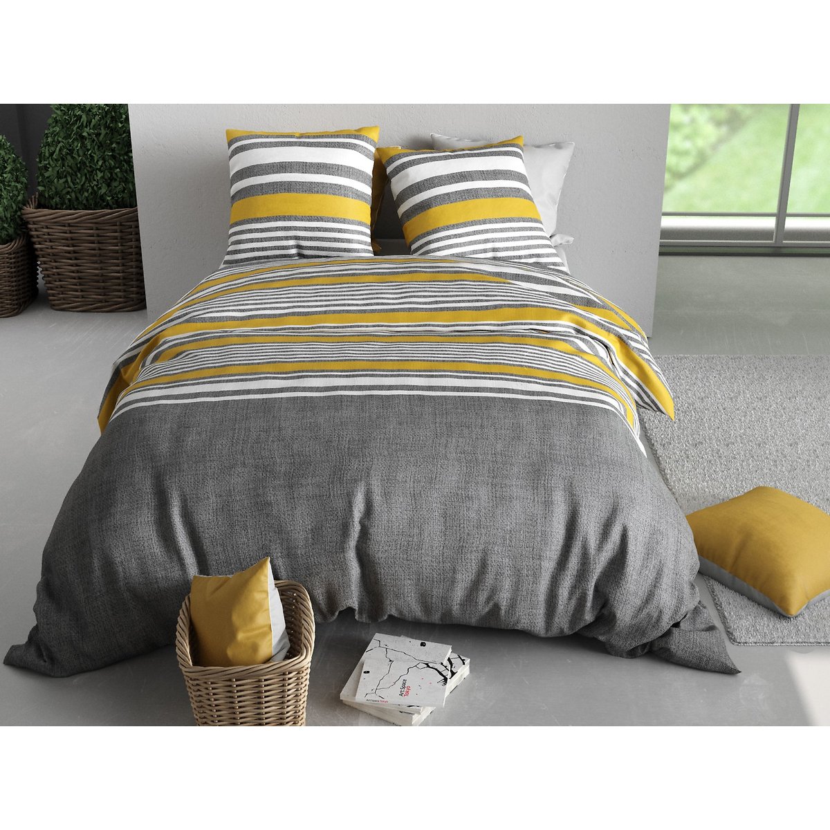 Parure de lit - Housse de couette Coton 57 fils multicolore, EDEN