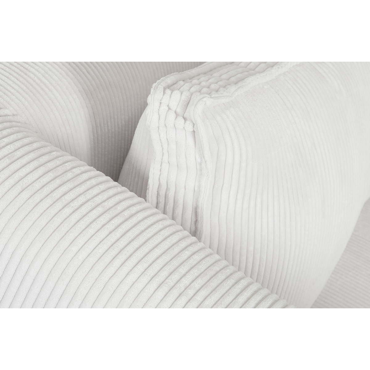 Canapé d'angle droit design 3-4 places en tissu velours côtelé PANAM blanc, MILIBOO