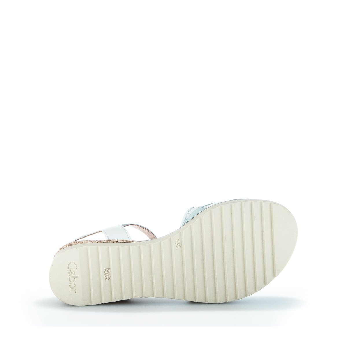 Sandales en cuir à talon compensé blanc et menthe, GABOR