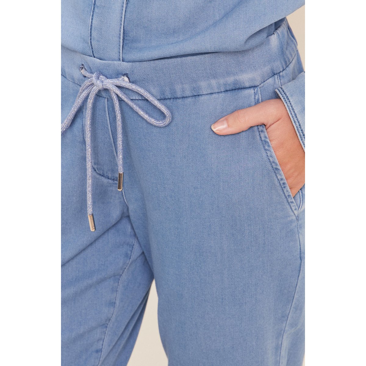 Jogging large 7/8ème en maille denim bleach, BREAL