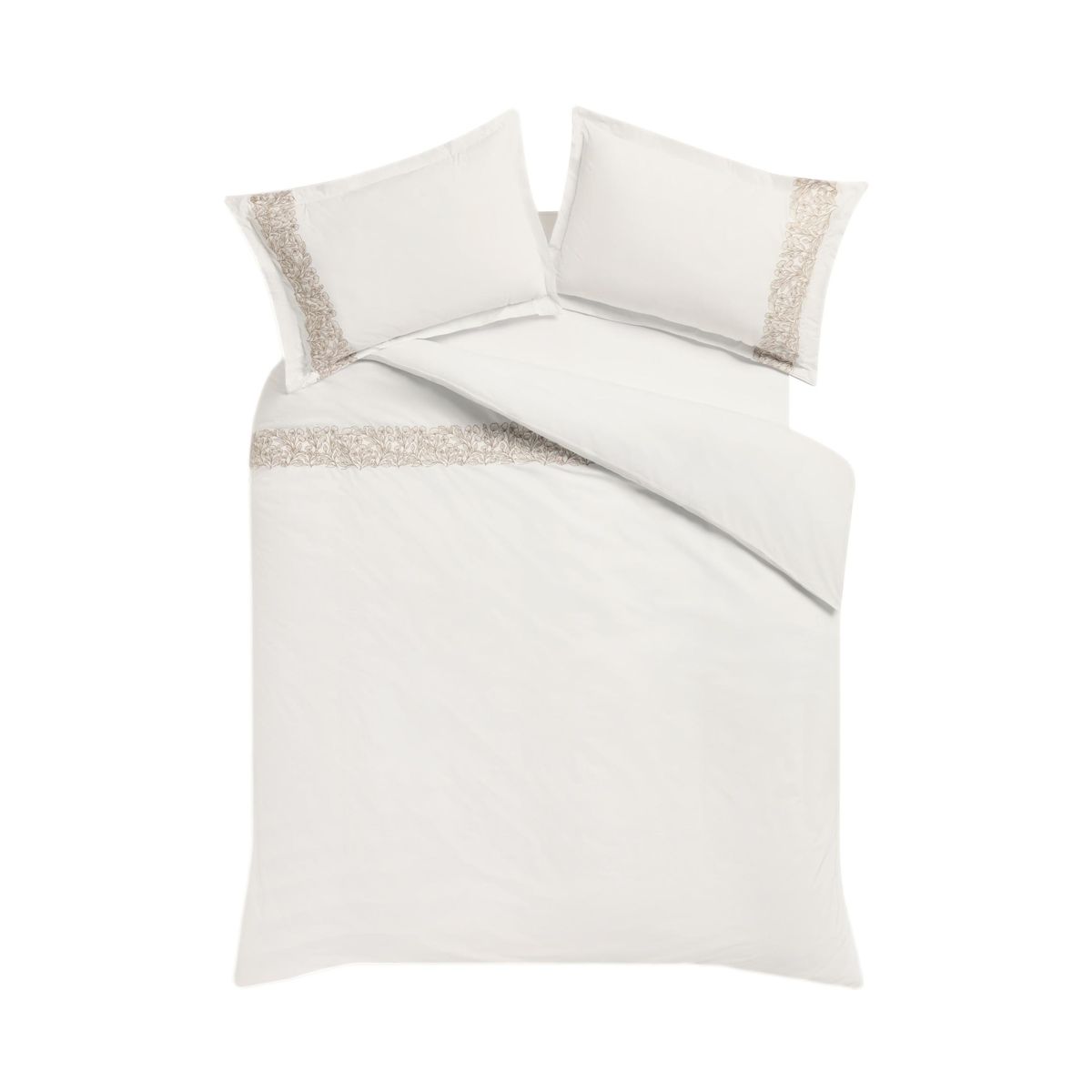 Housse de couette et taie en percale 200 fils blanc, NEXT