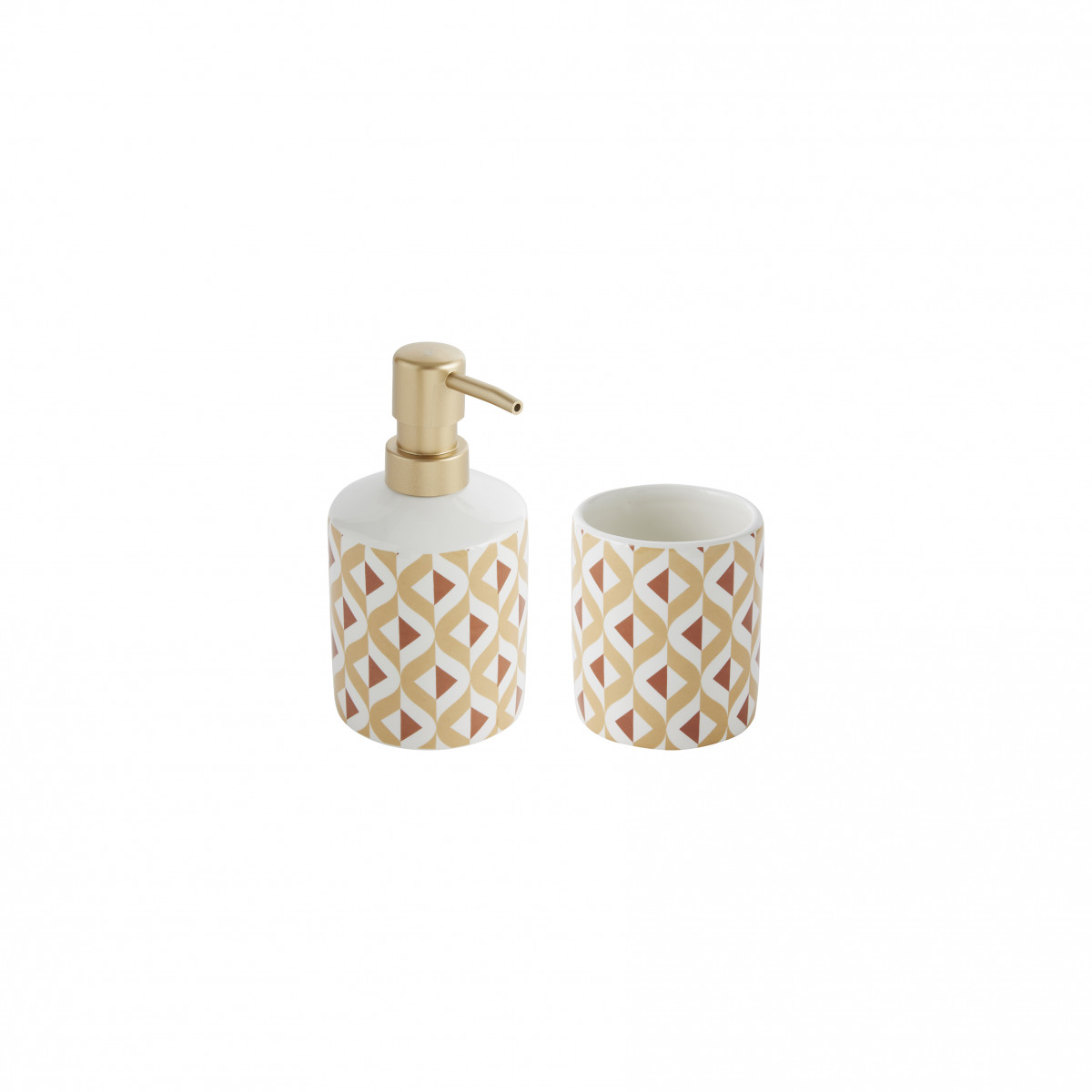 Set salle de bain 2 pièces distributeur céramique INES marron, GUY LEVASSEUR