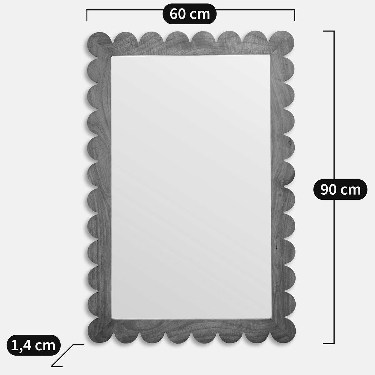 Specchio in legno di mango, 60 x 90 cm, FLEORA legno scuro, LA REDOUTE INTERIEURS