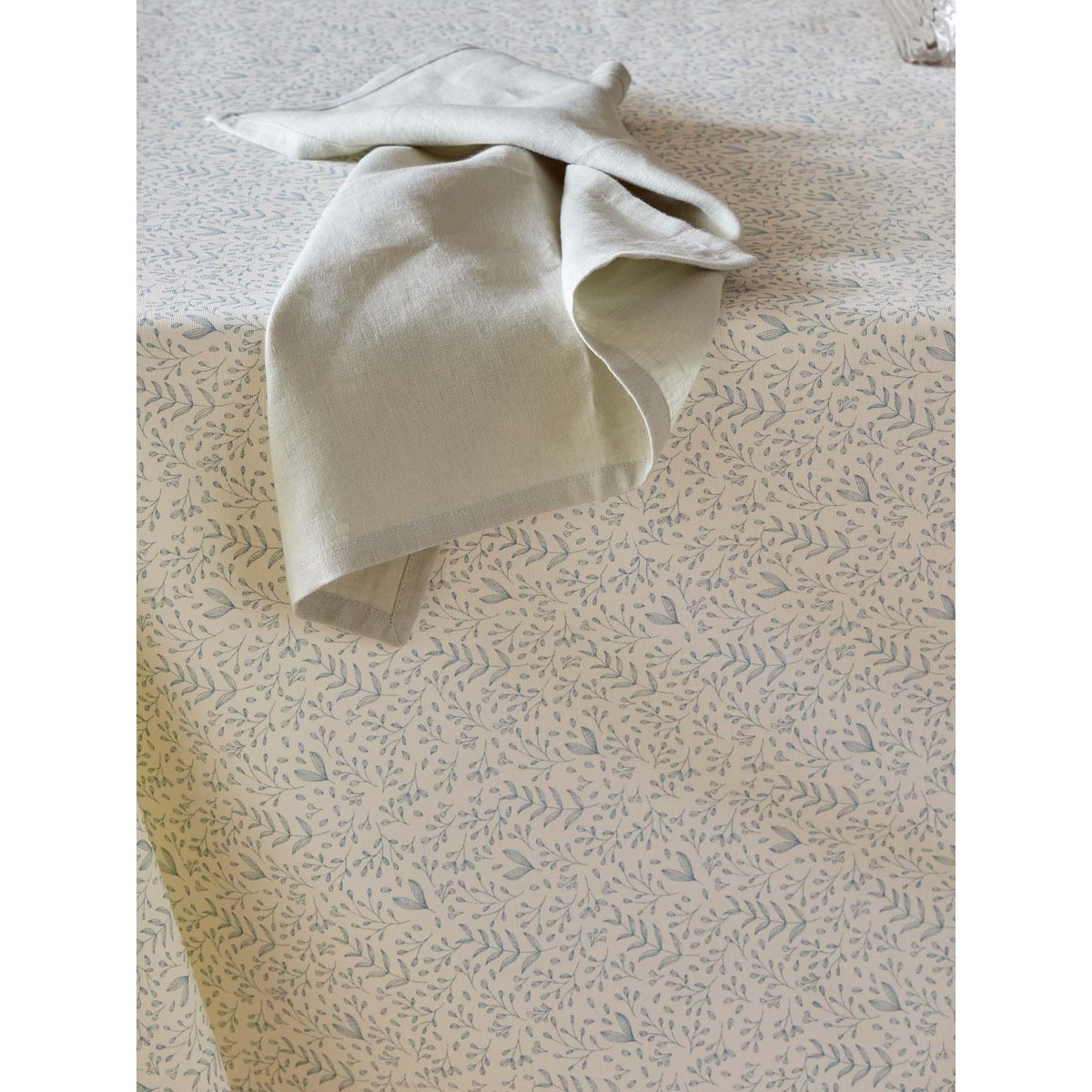 Nappe en coton enduit blanc / vert, CYRILLUS