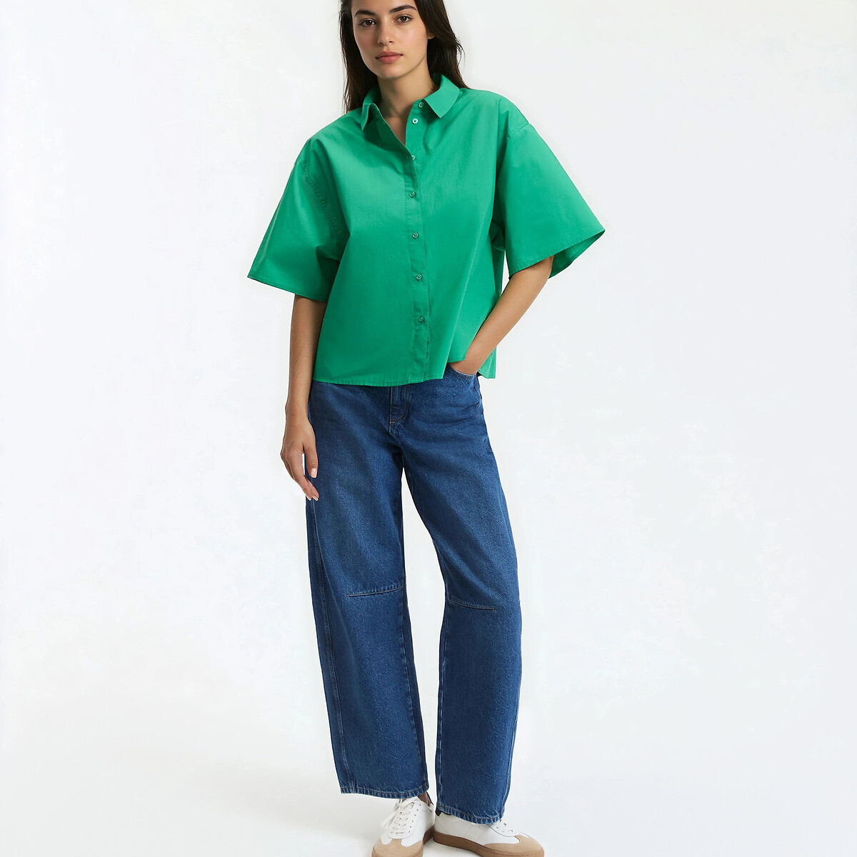 Chemise, manches courtes, boutonnée devant vert, LA REDOUTE COLLECTIONS