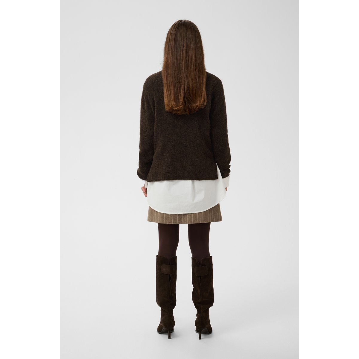 Pullover tricoté marron coffee bean melange, CULTURE