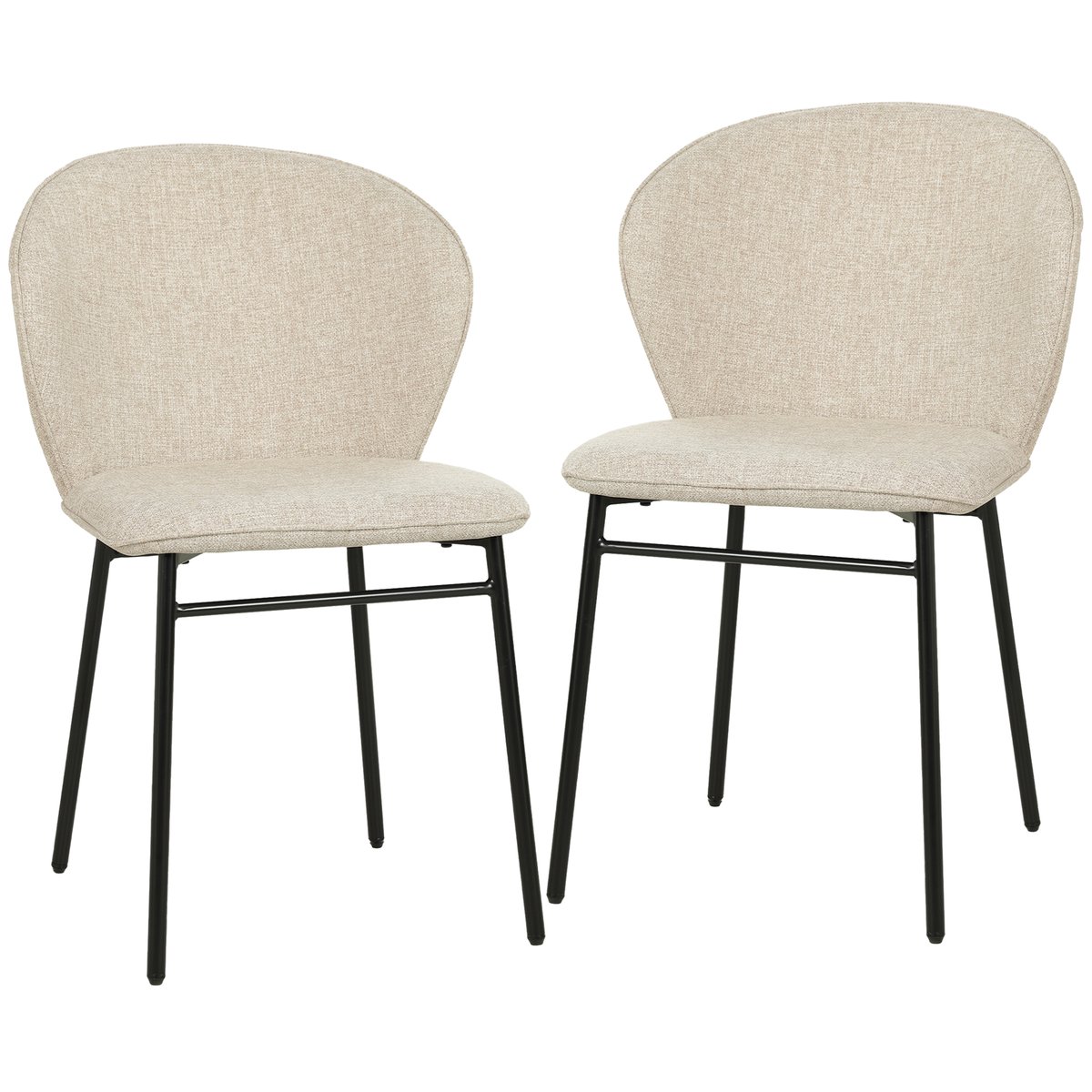 Chaise de salle à manger Tissu aspect lin crème, HOMCOM