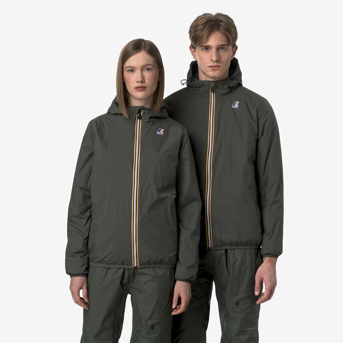 Corta-vento unisexo com capuz LE VRAI CLAUDE 4.0 WARM caqui, K-WAY
