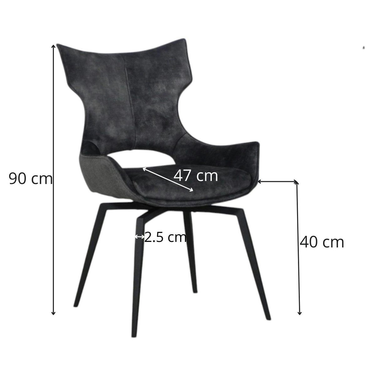 Chaise pivotante dorée bi-matière, dossier en T (lot de 2) LOMBARDIE doré, PIER IMPORT