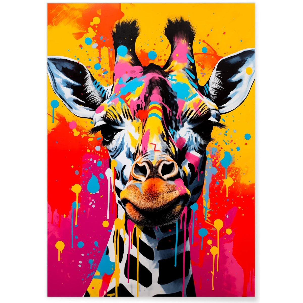 Affiche Girafe Pop Art blanc, L'AFFICHERIE