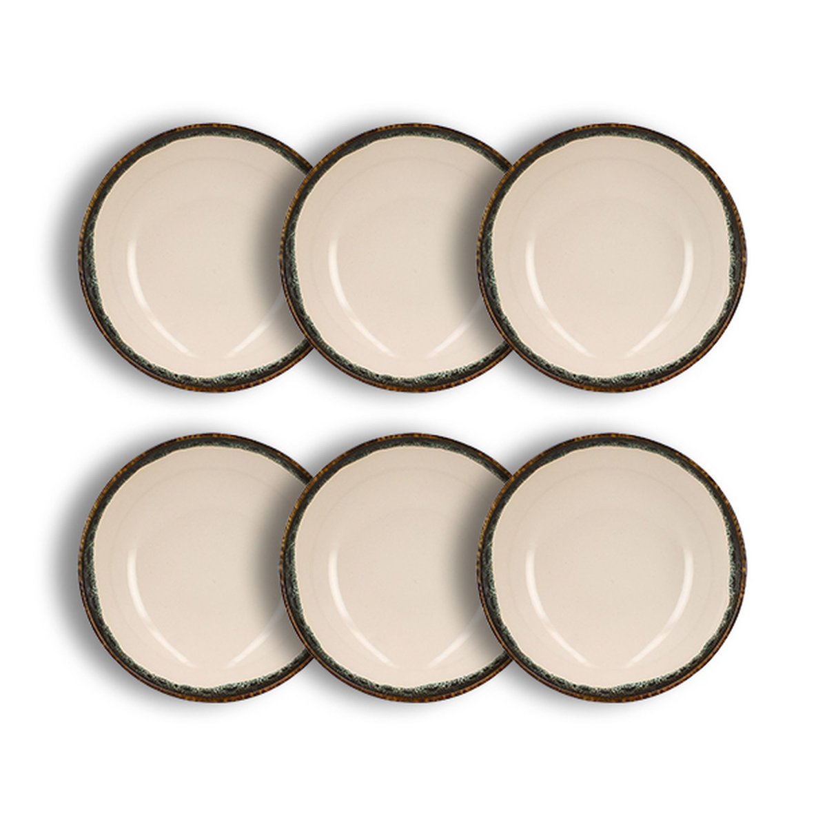 Lot de 6 assiettes creuses 21cm en faïence, ATOME beige, NOVASTYL