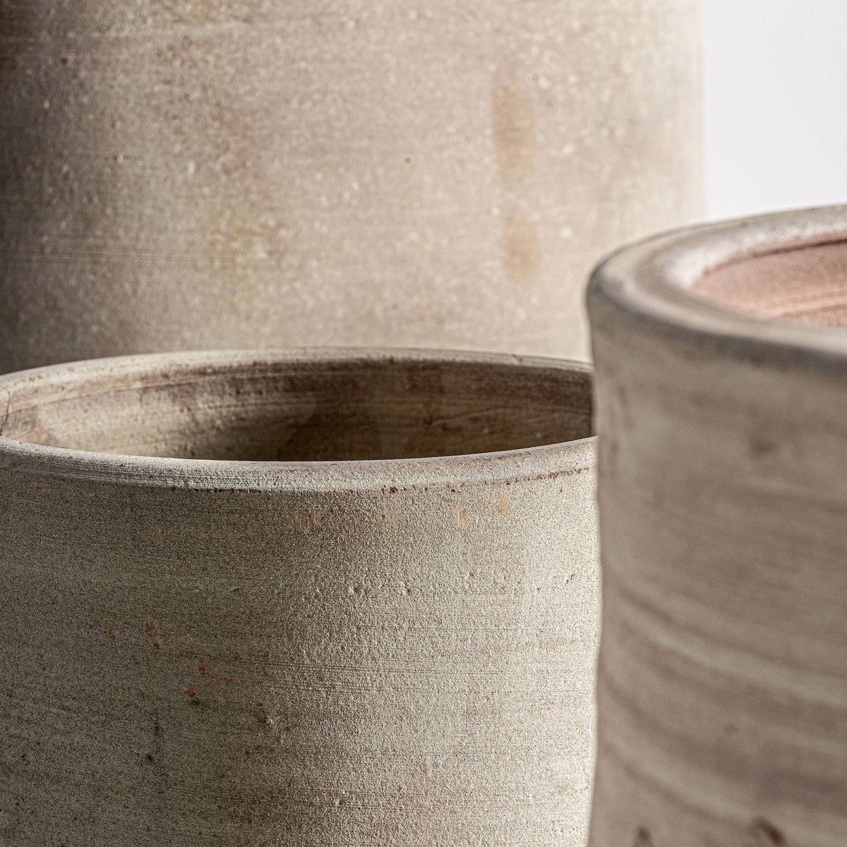 Vase en argile, Lot de 3 crème, RECOLLECTION